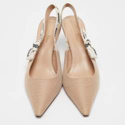 Pre Owned Dior Beige Technical Fabric J'Adior Slingback Pumps Size 41