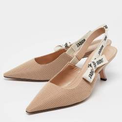 Pre Owned Dior Beige Technical Fabric J'Adior Slingback Pumps Size 41