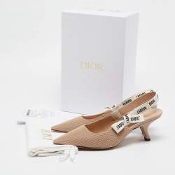 Pre Owned Dior Beige Technical Fabric J'Adior Slingback Pumps Size 41