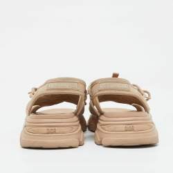 Pre Owned Dior Beige Fabric D-Connect Flat Sandals Size 38