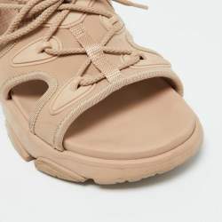 Pre Owned Dior Beige Fabric D-Connect Flat Sandals Size 38