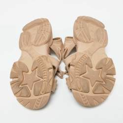 Pre Owned Dior Beige Fabric D-Connect Flat Sandals Size 38