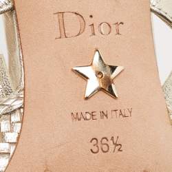 Dior Gold Woven Leather Teddy-D Mules Size 36.5