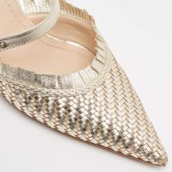 Dior Gold Woven Leather Teddy-D Mules Size 36.5