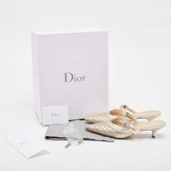 Dior Gold Woven Leather Teddy-D Mules Size 36.5