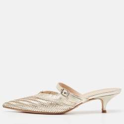 Dior Gold Woven Leather Teddy-D Mules Size 36.5