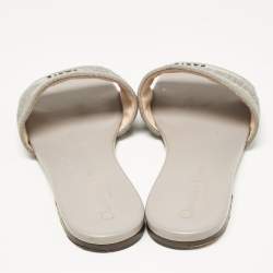 Dior Grey Canvas Dway Flat Slide Sandals Size 37