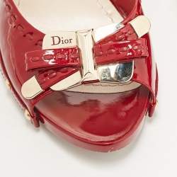 Dior Burgundy Patent Leather Buckle Open Toe Mules Sandals Size 37