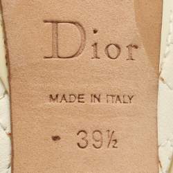 Dior Cream Cannage Patent and Leather Bow Peep Toe Pumps Size 39.5
