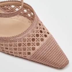 Pre Owned Dior Rose Pink Metallic Mesh Dior Capture Mules Size 39.5