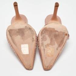 Pre Owned Dior Rose Pink Metallic Mesh Dior Capture Mules Size 39.5