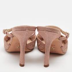 Pre Owned Dior Rose Pink Metallic Mesh Dior Capture Mules Size 39.5