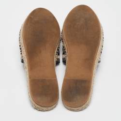 Pre Owned Dior Navy Blue/White Oblique Canvas Granville Espadrille Mules Size 35.5