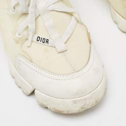 Dior White/Cream Leather and Fabric D-Connect Sneakers Size 38