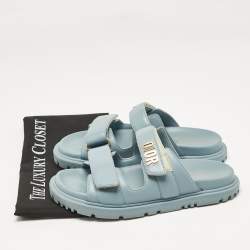 Dior Blue Leather DiorAct Slide Sandals Size 37.5