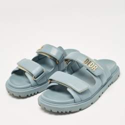 Dior Blue Leather DiorAct Slide Sandals Size 37.5