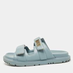 Dior Blue Leather DiorAct Slide Sandals Size 37.5