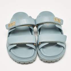 Dior Blue Leather DiorAct Slide Sandals Size 37.5