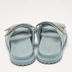 Dior Blue Leather DiorAct Slide Sandals Size 37.5
