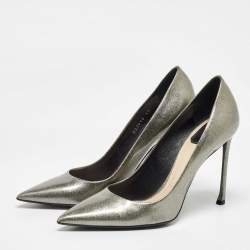 Dior Silver Patent Leather Pointed Toe Pumps Size 40