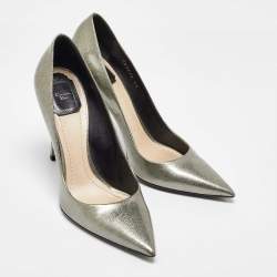Dior Silver Patent Leather Pointed Toe Pumps Size 40