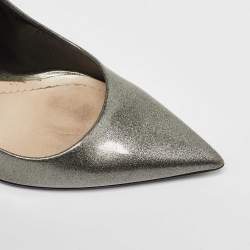 Dior Silver Patent Leather Pointed Toe Pumps Size 40