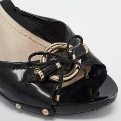 Dior Black Patent Leather Studded Platform Slide Sandals Size 41.5