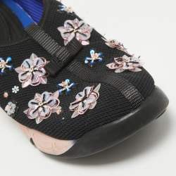 Dior Black Mesh Crystal Embellished Fusion Slip On Sneakers Size 38