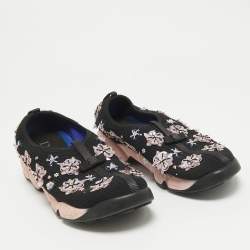 Dior Black Mesh Crystal Embellished Fusion Slip On Sneakers Size 38