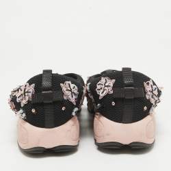 Dior Black Mesh Crystal Embellished Fusion Slip On Sneakers Size 38