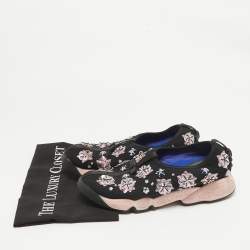 Dior Black Mesh Crystal Embellished Fusion Slip On Sneakers Size 38