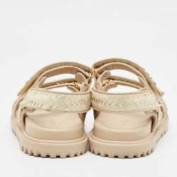 Dior Beige Woven Raffia and Leather Dioract Sandals Size 37.5