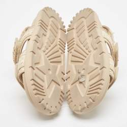 Dior Beige Woven Raffia and Leather Dioract Sandals Size 37.5
