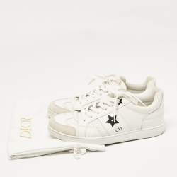 Dior White Suede and Leather Star Lace Up Sneakers Size 35