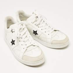 Dior White Suede and Leather Star Lace Up Sneakers Size 35