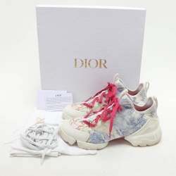 Dior White Leather and Neoprene D-Connect Low Top Sneakers Size 37