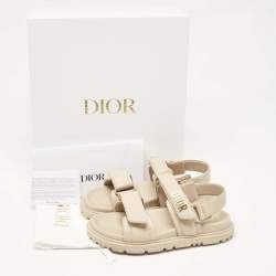 Dior Cream Leather DiorAct Flat Sandals Size 36