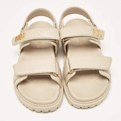 Dior Cream Leather DiorAct Flat Sandals Size 36