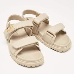 Dior Cream Leather DiorAct Flat Sandals Size 36