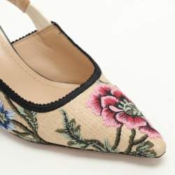 Dior Multicolor Petites Fleurs Embroidered Raffia J'Adior Pumps Size 38