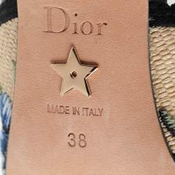 Dior Multicolor Petites Fleurs Embroidered Raffia J'Adior Pumps Size 38