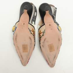 Dior Multicolor Petites Fleurs Embroidered Raffia J'Adior Pumps Size 38