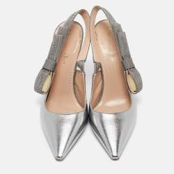 Pre Owned Dior Silver Canvas and Leather J'Adior Pumps Size 37.5