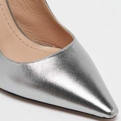 Pre Owned Dior Silver Canvas and Leather J'Adior Pumps Size 37.5
