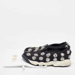 Dior Black Mesh Embellished Fusion Slip On Sneakers Size 38