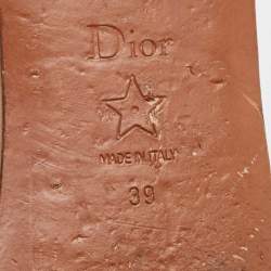 Pre Owned Dior Tan Leather D-Club Flat Slides Size 39