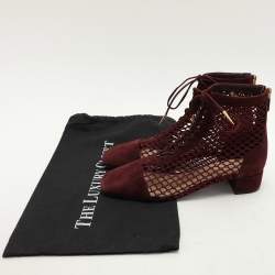 Dior Burgundy Suede and Mesh Naughtily-D Ankle Boots Size 38.5
