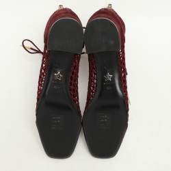 Dior Burgundy Suede and Mesh Naughtily-D Ankle Boots Size 38.5