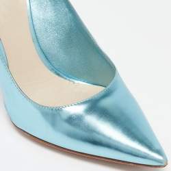 Dior Metallic Blue Leather Cherie Pumps Size 38.5