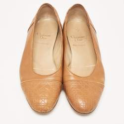 Dior Brown Quilted Cannage Leather Ballet Flats Size 39